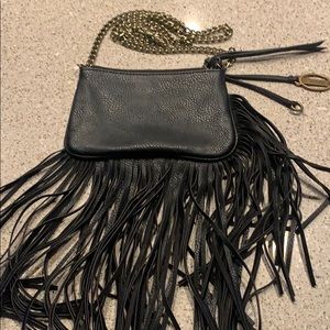 Black fringe crossbody bag